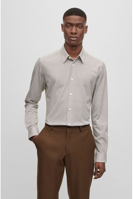 CAMISA SLIM FIT DE TEJIDO ELÁSTICO HOMBRE