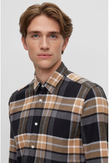 CAMISA REGULAR FIT DE ALGODÓN A CUADROS HOMBRE