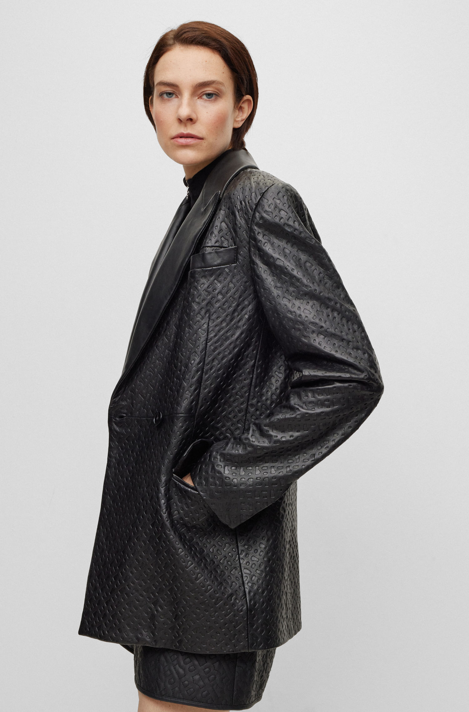 Parka DE PIEL CON SOLAPAS MUJER Negro 50504889001