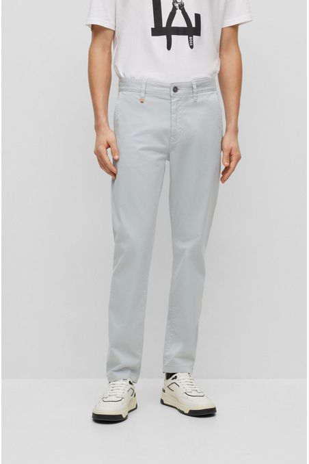PANTALÓN TAPERED FIT EN SATÉN DE ALGODÓN ELÁSTICO HOMBRE