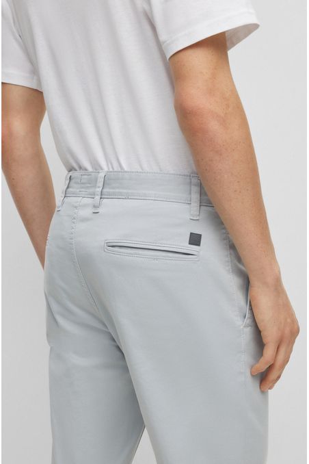 PANTALÓN TAPERED FIT EN SATÉN DE ALGODÓN ELÁSTICO HOMBRE