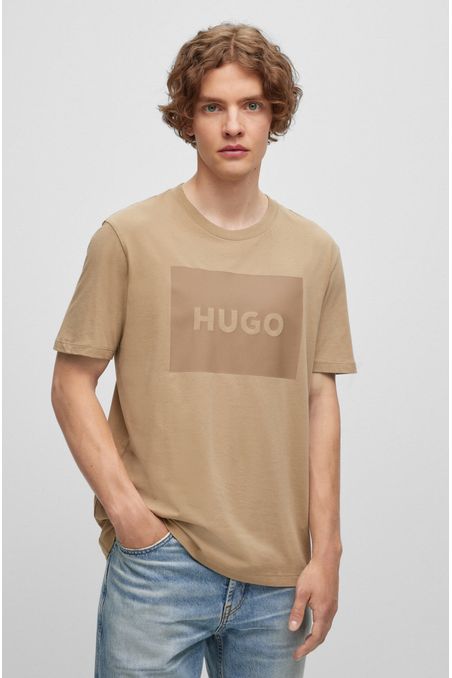 POLERA REGULAR FIT DE CUELLO REDONDO DE ALGODÓN CON LOGO HOMBRE