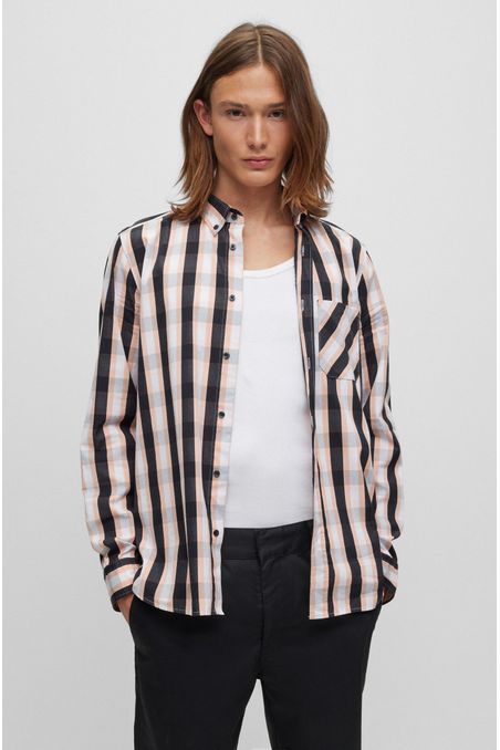 CAMISA RELAXED FIT A CUADROS DE ALGODÓN HOMBRE