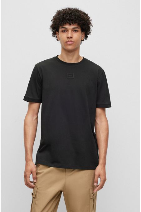 POLERA REGULAR FIT DE ALGODÓN CON INSIGNIA DE LOGO HOMBRE