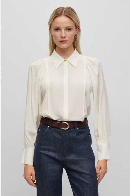 BLUSA REGULAR FIT EN SEDA MUJER