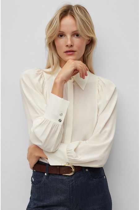 BLUSA REGULAR FIT EN SEDA MUJER