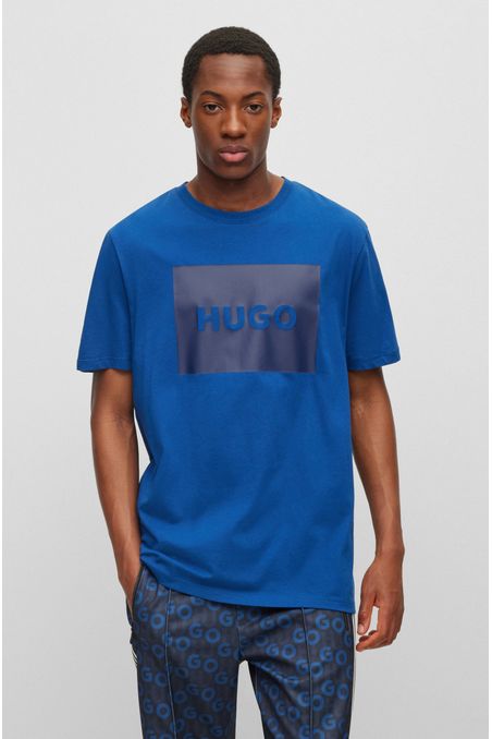 POLERA REGULAR FIT DE CUELLO REDONDO DE ALGODÓN CON LOGO HOMBRE