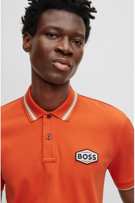 POLO REGULAR FIT DE ALGODÓN CON INSIGNIA DE LOGO HOMBRE