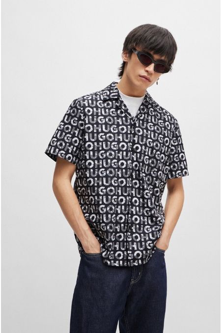 CAMISA RELAXED FIT CON LOGO ESTAMPADO HOMBRE