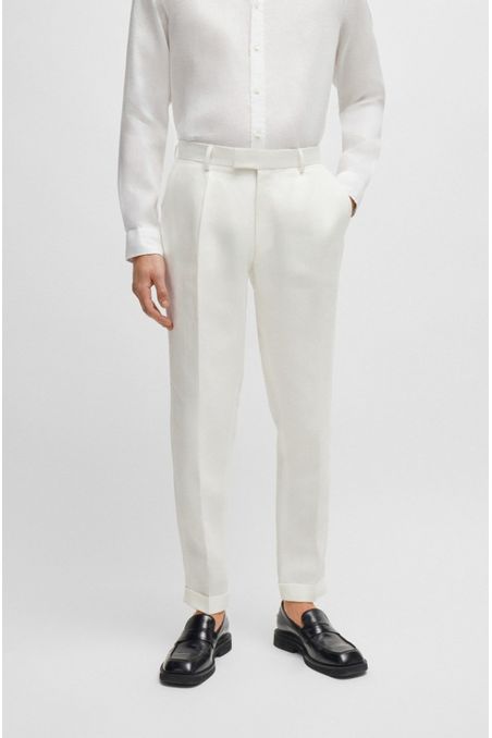 PANTALONES RELAXED FIT DE LINO CON MICROESTAMPADO HOMBRE