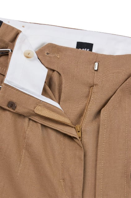 Pantalones Relaxed Fit De Mezcla De Lino Mujer Café 50512889260