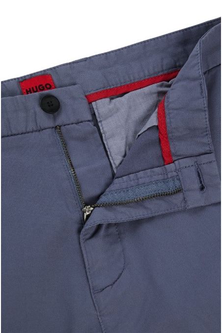 PANTALONES SLIM FIT EN TEJIDO DE GABARDINA DE ALGODÓN ELÁSTICO HOMBRE