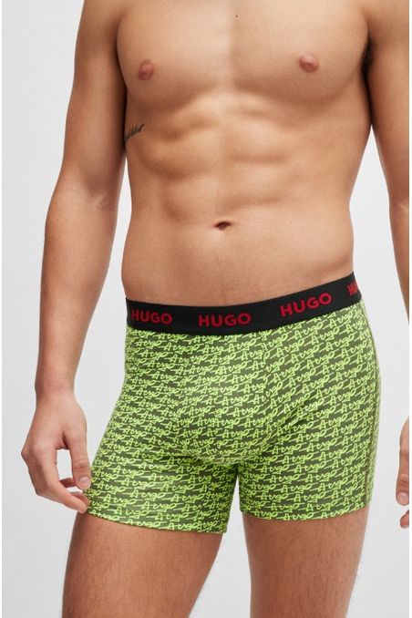 PAQUETE DE TRES BÓXER LARGO EN ALGODÓN ELÁSTICO CON LOGOS EN LA CINTURA HOMBRE