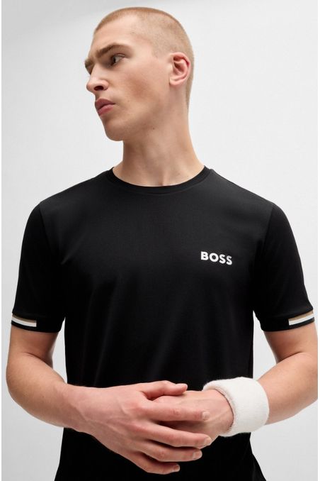 POLERA BOSS X MATTEO BERRETTINI DE TEJIDO DE REJILLA CON DETALLES DE LA MARCA HOMBRE