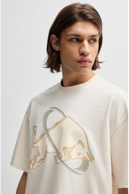 POLERA OVERSIZED FIT HUGO X RB CON DETALLE DE LA MARCA HOMBRE