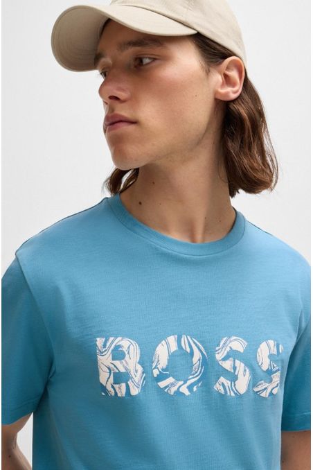 POLERA REGULAR FIT DE PUNTO DE ALGODÓN CON LOGO ESTAMPADO HOMBRE