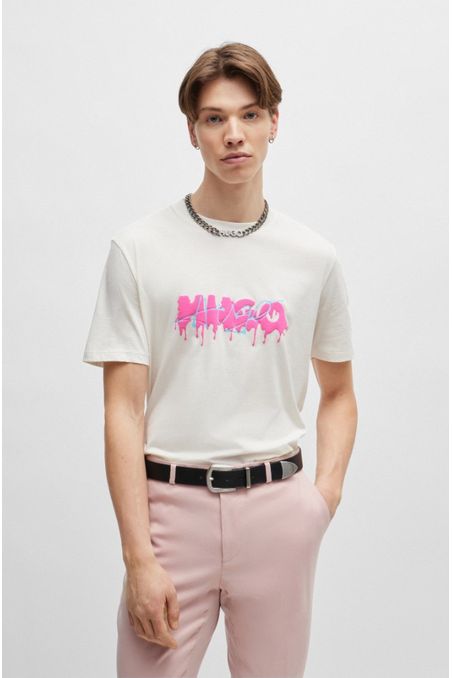 POLERA REGULAR FIT DE PUNTO DE ALGODÓN CON LOGO HOMBRE