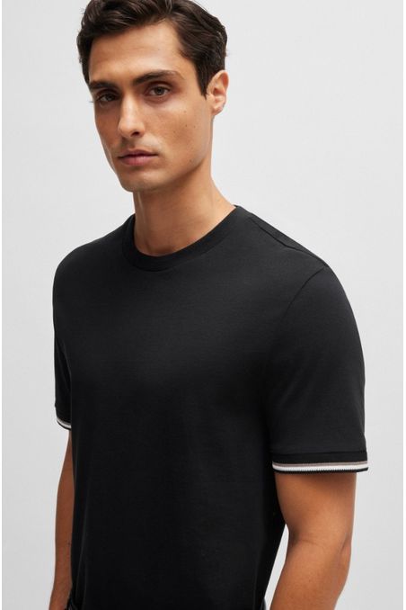 POLERA REGULAR FIT EN PUNTO DE ALGODÓN CON RAYA CARACTERÍSTICA HOMBRE