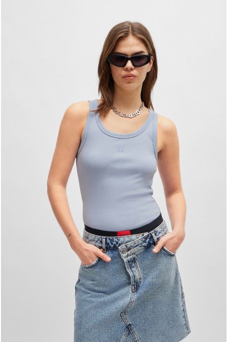 POLERA SIN MANGAS SLIM FIT EN ALGODÓN CON LOGO MUJER