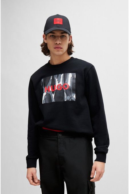 POLERÓN REGULAR FIT DE FELPA DE RIZO DE ALGODÓN CON LOGO DE DISEÑO HOMBRE