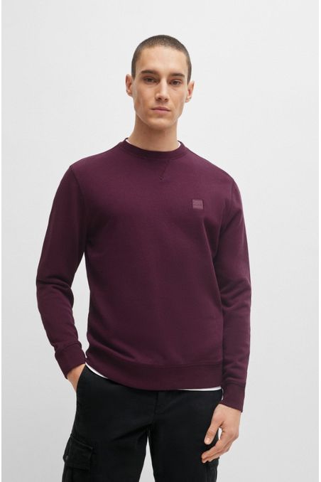 POLERÓN REGULAR FIT DE FELPA DE ALGODÓN CON PARCHE DE LOGO HOMBRE
