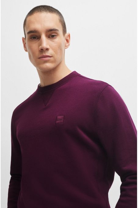 POLERÓN REGULAR FIT DE FELPA DE ALGODÓN CON PARCHE DE LOGO HOMBRE