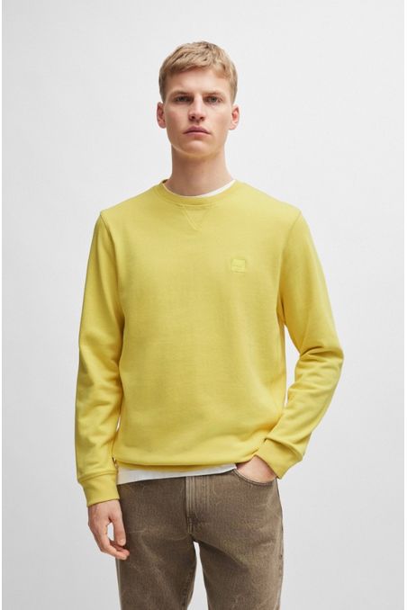 POLERÓN REGULAR FIT DE FELPA DE ALGODÓN CON PARCHE DE LOGO HOMBRE