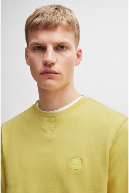 POLERÓN REGULAR FIT DE FELPA DE ALGODÓN CON PARCHE DE LOGO HOMBRE