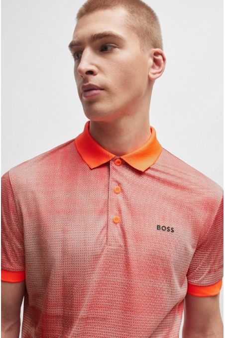 POLO REGULAR FIT DE MALLA ESTAMPADA CON DETALLE DE LOGO HOMBRE