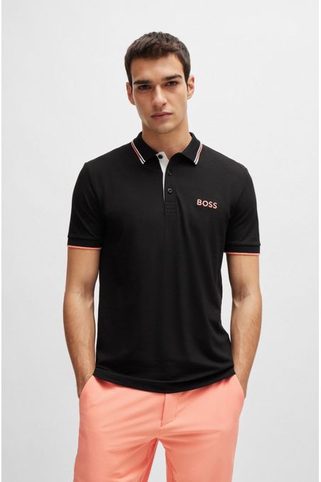 POLO REGULAR FIT DE MEZCLA DE ALGODÓN CON LOGOS HOMBRE