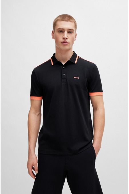 POLO REGULAR FIT DE PIQUÉ DE ALGODÓN CON RAYAS EN CONTRASTE Y LOGO HOMBRE