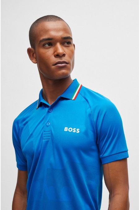 POLO SLIM FIT BOSS X MATTEO BERRETTINI EN PUNTO DE JACQUARD HOMBRE