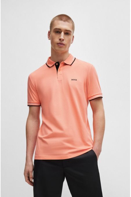 POLO SLIM FIT DE ALGODÓN ELÁSTICO CON DETALLES DE LA MARCA HOMBRE