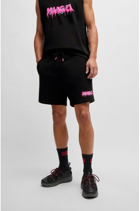 SHORTS RELAXED FIT DE FELPA DE RIZO DE ALGODÓN CON LOGO HOMBRE