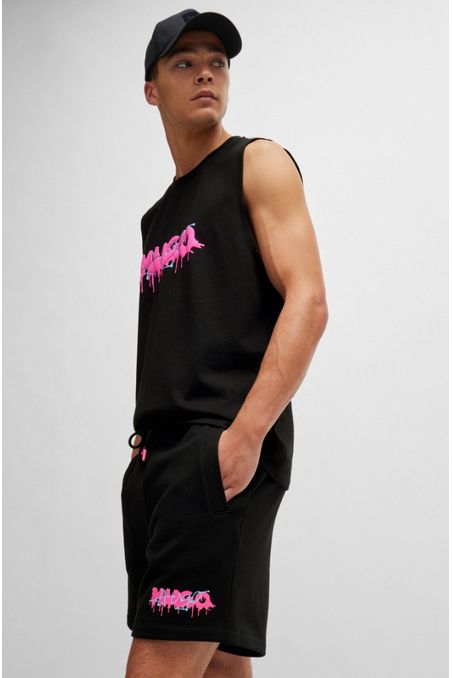 SHORTS RELAXED FIT DE FELPA DE RIZO DE ALGODÓN CON LOGO HOMBRE
