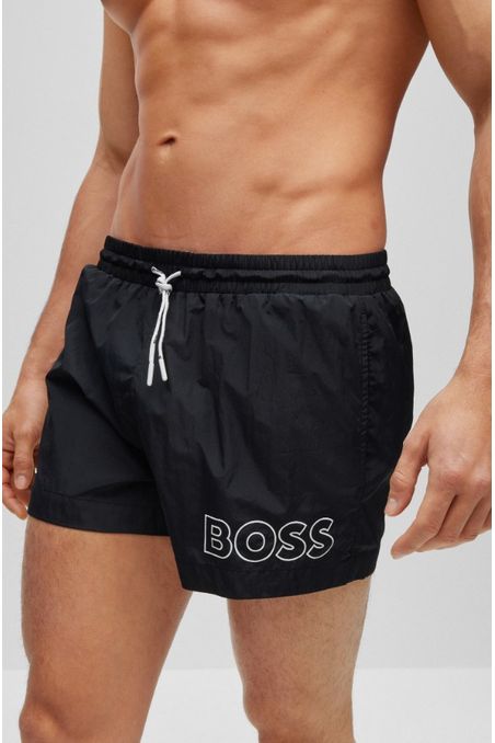 TRAJE DE BAÑO TIPO SHORTS EN TEJIDO DE SECADO RÁPIDO CON LOGO HOMBRE