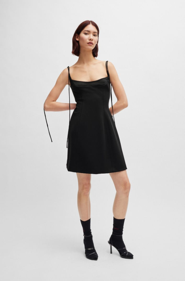 VESTIDO MINI REGULAR FIT CON TIRANTES FINOS Y CREMALLERA MUJER