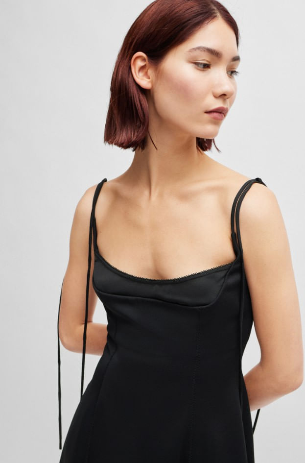 VESTIDO MINI REGULAR FIT CON TIRANTES FINOS Y CREMALLERA MUJER