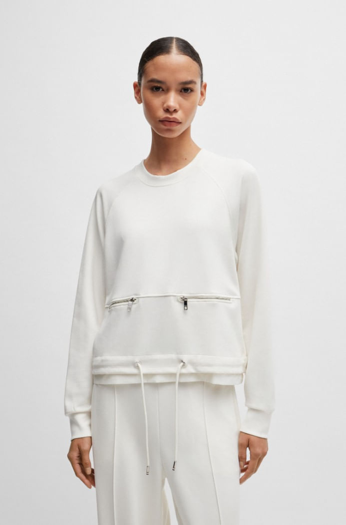 POLERÓN RELAXED FIT CON DOBLADILLO AJUSTABLE Y DETALLES DE CREMALLERA MUJER