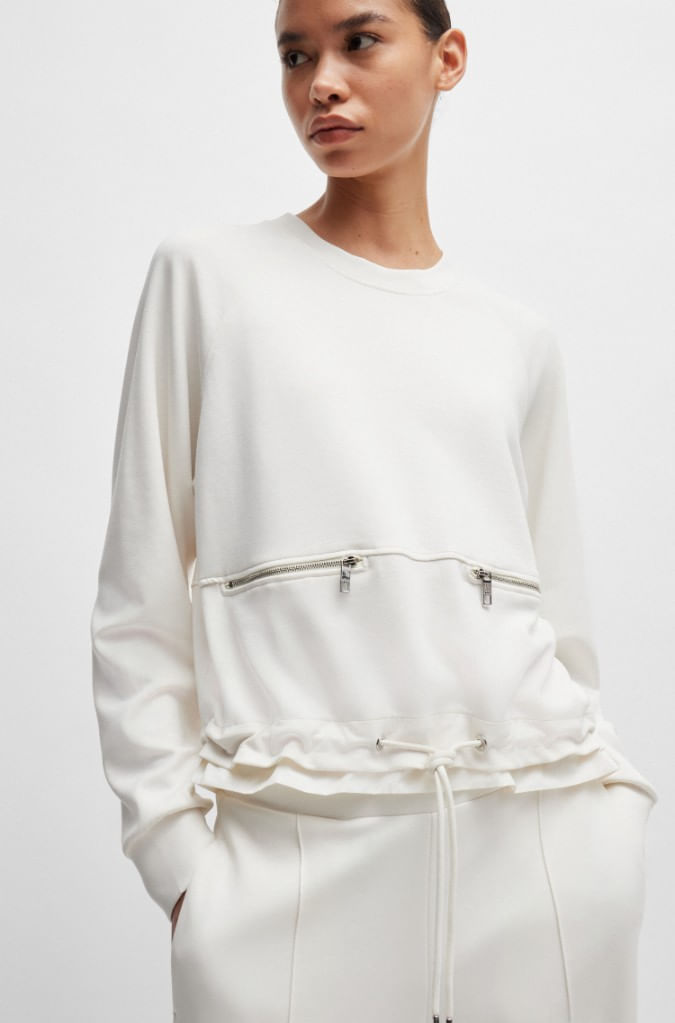 POLERÓN RELAXED FIT CON DOBLADILLO AJUSTABLE Y DETALLES DE CREMALLERA MUJER