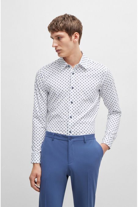 CAMISA SLIM FIT EN PUNTO DE ALGODÓN ESTAMPADO HOMBRE