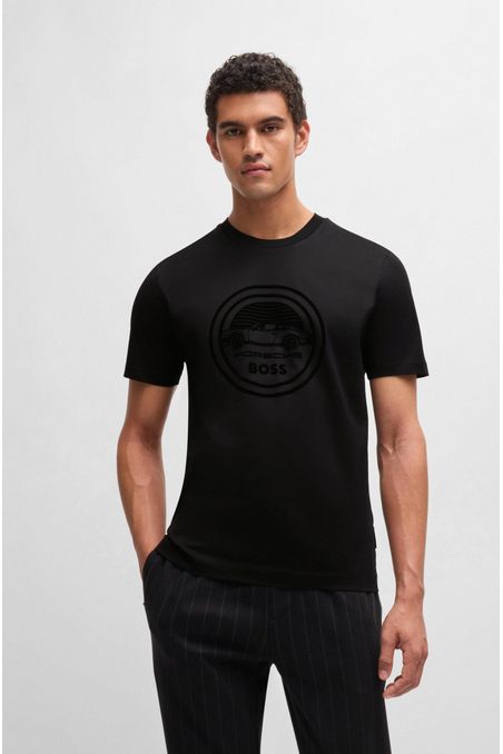 POLERA REGULAR FIT PORSCHE X BOSS DE ALGODÓN MERCERIZADO CON DETALLE ESPECIAL DE LA MARCA HOMBRE