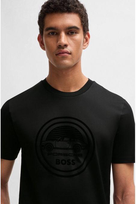 POLERA REGULAR FIT PORSCHE X BOSS DE ALGODÓN MERCERIZADO CON DETALLE ESPECIAL DE LA MARCA HOMBRE