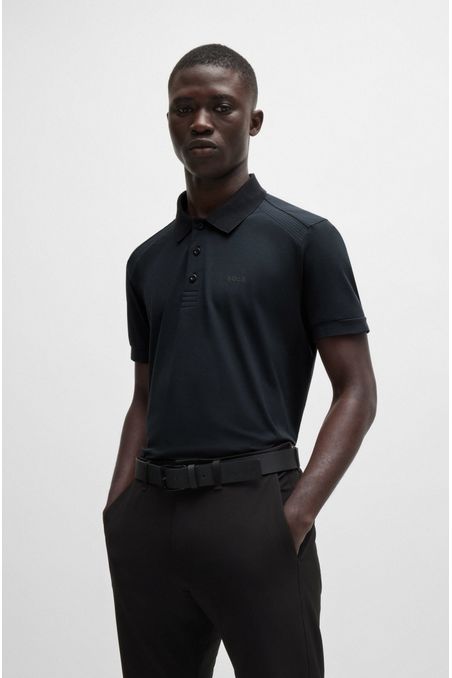 POLO SLIM FIT DE ALGODÓN ELÁSTICO CON APLIQUES DE CINTA A RAYAS HOMBRE
