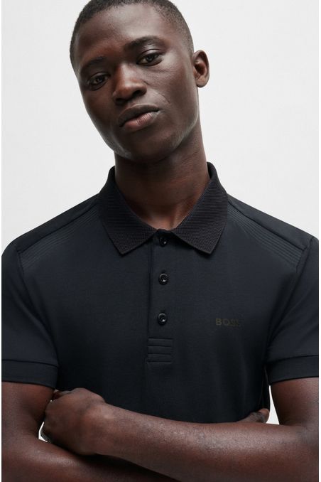 POLO SLIM FIT DE ALGODÓN ELÁSTICO CON APLIQUES DE CINTA A RAYAS HOMBRE