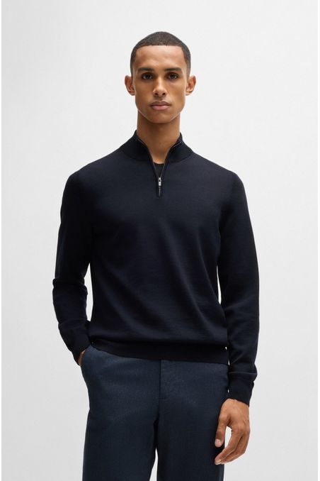 SWEATER REGULAR FIT DE LANA VIRGEN CON CREMALLERA EN EL CUELLO HOMBRE
