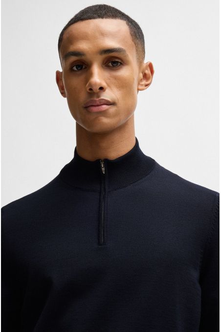 SWEATER REGULAR FIT DE LANA VIRGEN CON CREMALLERA EN EL CUELLO HOMBRE