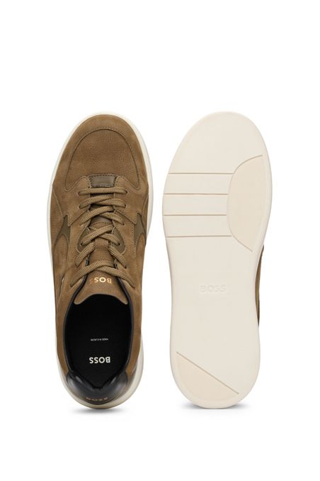 ZAPATILLAS DE MEZCLA DE MATERIALES CON ANTE Y PIEL HOMBRE