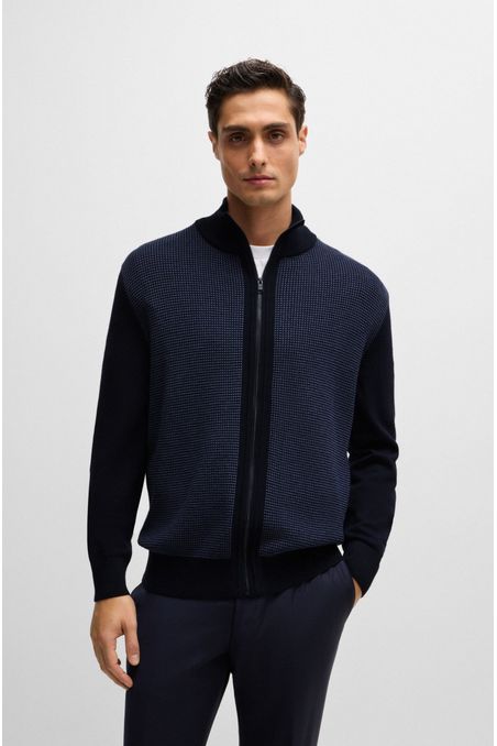 PARKA REGULAR FIT DE LANA VIRGEN CON CREMALLERA Y MEZCLA DE ESTRUCTURAS HOMBRE