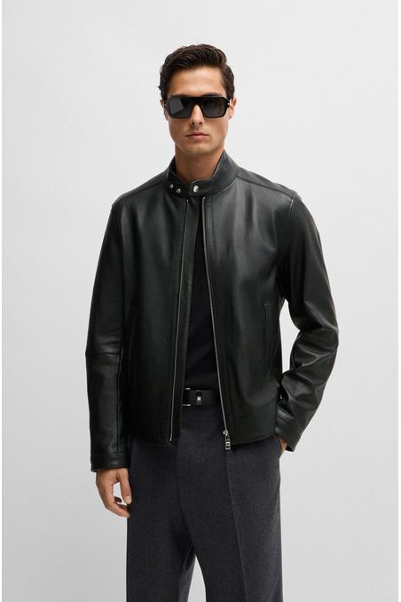 PARKA REGULAR FIT EN PIEL GRANULADA HOMBRE